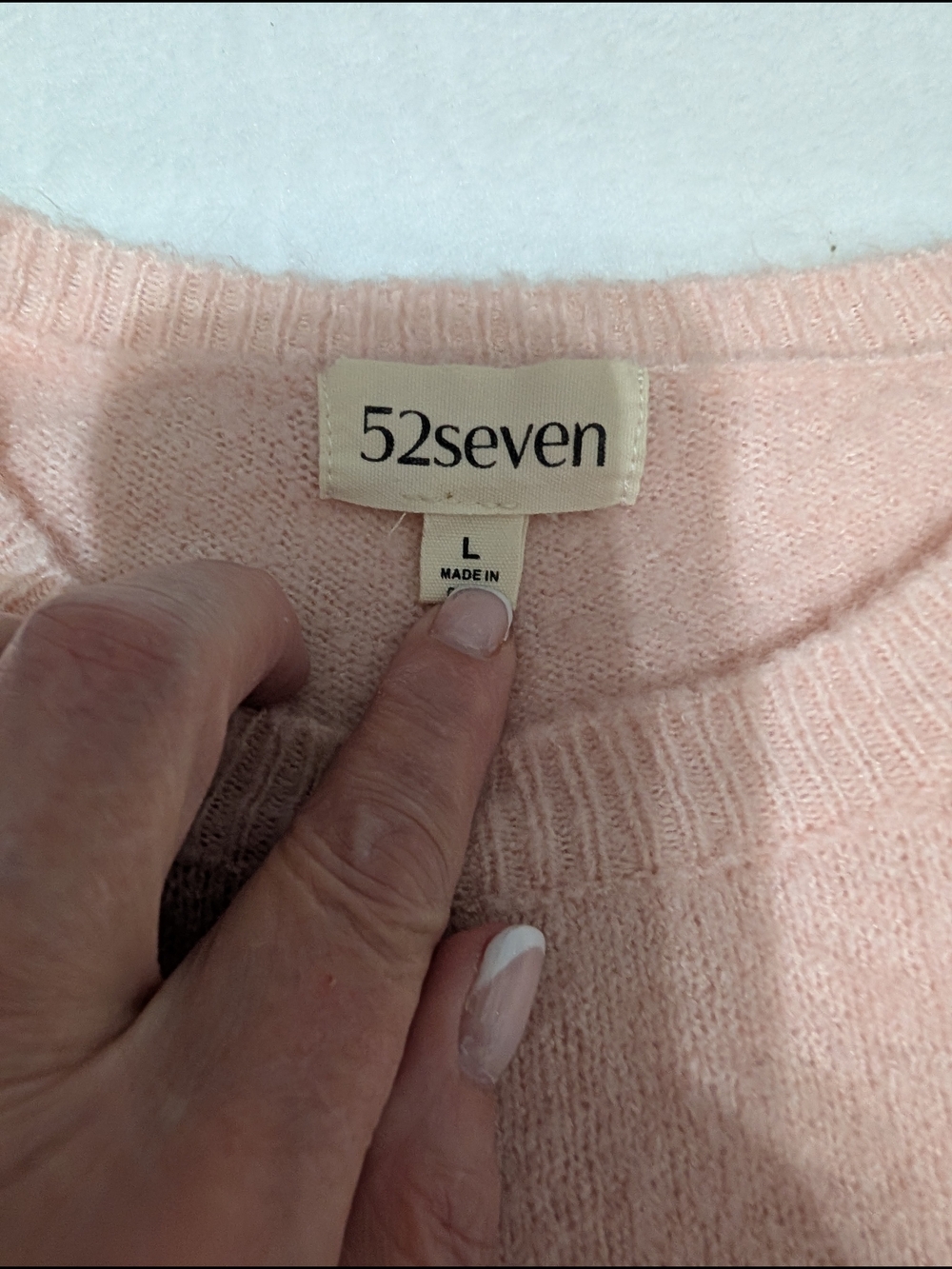 Seven7 Pink and Cream Striped Crewneck Sweater Size Large - Picture 4 of 4